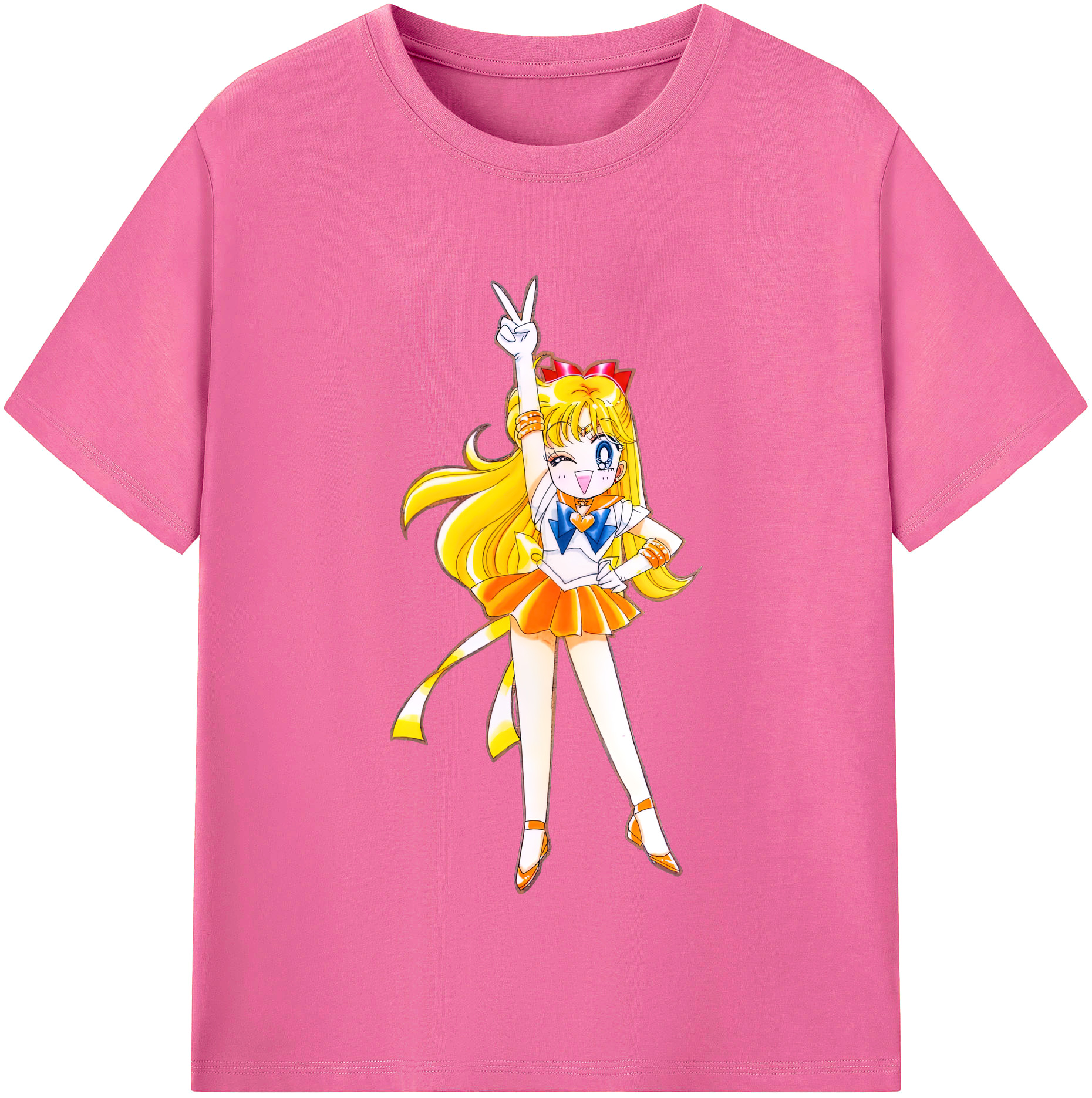 （画像用） 美少女戦士セーラームーン 愛野 美奈子 あいの みなこ Sailor Moon Aino Minako レディースカジュアルプリントTシャツ（綿100％）